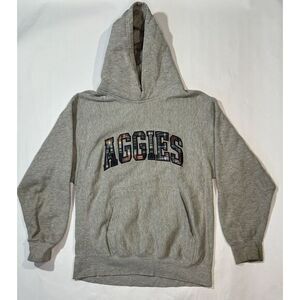Vintage MV Sport Pro Weave Hoodie Mens Small M Grey Texas‎ A&M Aggies Sweatshirt